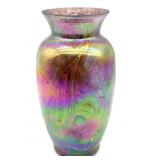 Iridescent Favrile Red Luster Glass Vase 8.75"