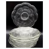 (12) Vintage Flower Shaped Glass Plates 7"