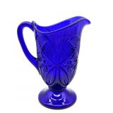 Cobalt Blue Glass Pitcher 9"