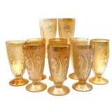 (10) Marigold Carnival Glass Iris & Herringbone