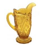 Amber Glass Footed Pitcher 8" -