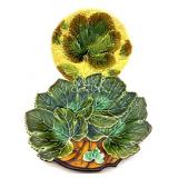 (2) Pottery Leaf Plates 10.5" and Smaller