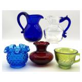 Handblown Cobalt Blue and Clear Glass Small
