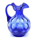 Fenton Blue Coin Dot Pitcher 6.75"- Unmarked,