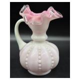 Fenton Peach Crest Beaded Melon Pitcher 6.25"