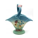 Hull Pottery Bow Knot Basket Handled Vase 11" x