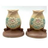 Pair of Hull Pottery Magnolia Candle Stick