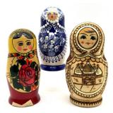 (3) Wood Nesting Dolls 4.75" Tall and Smaller