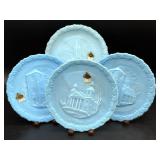 Vintage Fenton Satin Blue Slag Milk Glass
