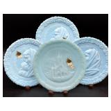 Vintage Fenton Satin Blue Slag Milk Glass