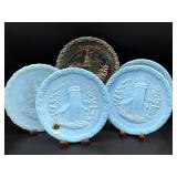 Vintage Fenton Satin Blue Milk Slag Glass and