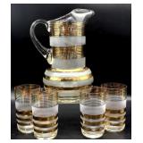 Vintage MCM Handblown Gold and Satin Striped