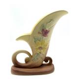Hull Pottery Magnolia Cornucopia Vase 9"