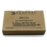 (20) Rnds 5.56, Federal XM193 Ball