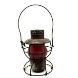 Vintage Handlan Railroad Lantern with Red Glass