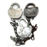 (3) Vintage Railroad Locks 3.5" : Burlington