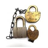 (3) Vintage Union Pacific Railroad Locks 4.5" and