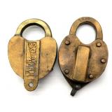 (2) Antique Railroad Locks 4" : Southern Railway