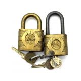 (2) Vintage Yale Railroad Locks with Keys 3.5"