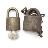 (2) Vintage Southern Pacific Railroad Locks 2.5"
