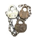 (3) Vintage Railroad Locks 3.5" : Norfolk &