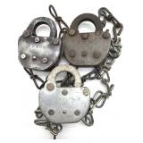 (3) Vintage Railroad Locks 3.5" : Fort Worth &