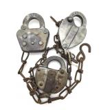 (3) Vintage Railroad Locks 3.5" : Burlington