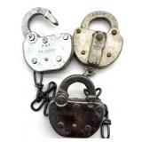 (3) Vintage Railroad Locks 3.5" : Kansas