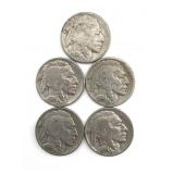 (5) Buffalo Nickels