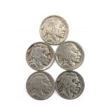 (5) Buffalo Nickels
