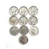 (10) Mercury and Roosevelt Dimes