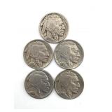 (5) Buffalo Nickels