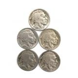 (5) Buffalo Nickels