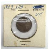 1909 VDB Lincoln Cent - coin holder is marked