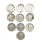 (10) Mercury Dimes