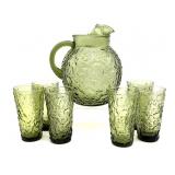 Anchor Hocking Milano Avocado Green Glass Pitcher