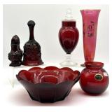 Avon Cape Cod Red Glass Shakers and Bell, Royal