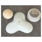 (3) Vintage Glass Light Fixture Covers 14" and