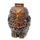 Vintage Wise Old Owl Amber Glass Coin Bank 6.5"