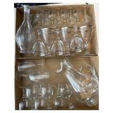 Crystal Decanter Bottle with Matching Stemware,