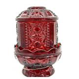 Vintage Red Painted Glass Fairy Lamp 6.5"-