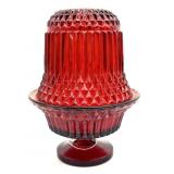 Vintage Red Painted Glass Fairy Lamp 6.5"-
