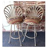 (2) Metal Bar Height Swivel Chairs - floor to