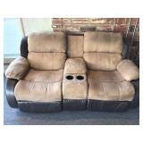 Ashley Furniture Tan Fabric Reclining Couch 73" x