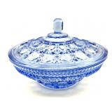 Indiana Glass Windsor Blue Lidded Candy Dish 7.5"