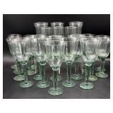 Light Green to Clear Stemware Glasses and (3)