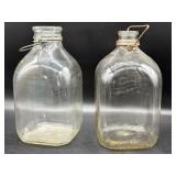 (2) Vintage One Gallon Glass Milk Bottles- one