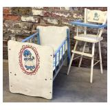 Vintage Baby Doll High Chair and Crib