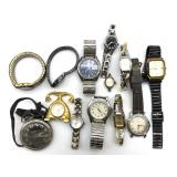 Pocket Watch, Wrist Watches, and Small Clock :