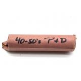 1940s-50s-P&D Wheat Cents in Roll - contents